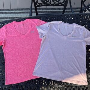 Under Armour Pink and Light PinkV-Neck Tees